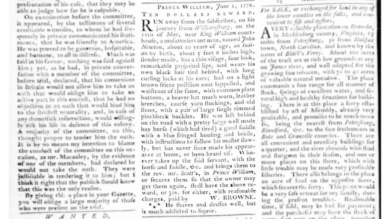 Virginia Ruled Journal Slavery and the Virginia Gazette - Colonial Williamsburg