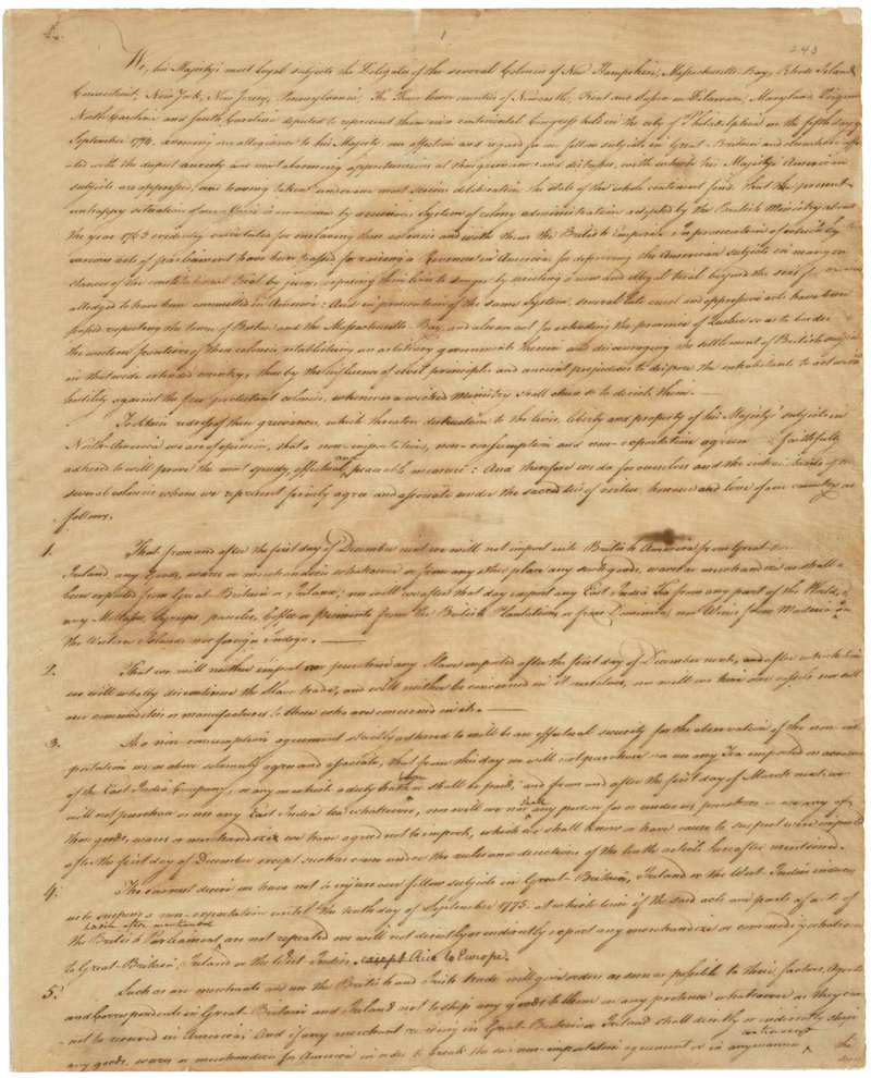 Continental Congress Articles of Association