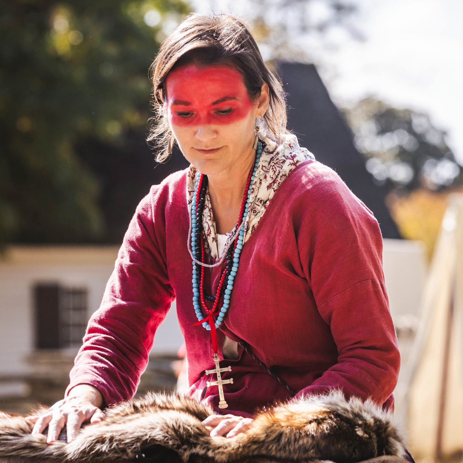 Historical Interpreter with pelts