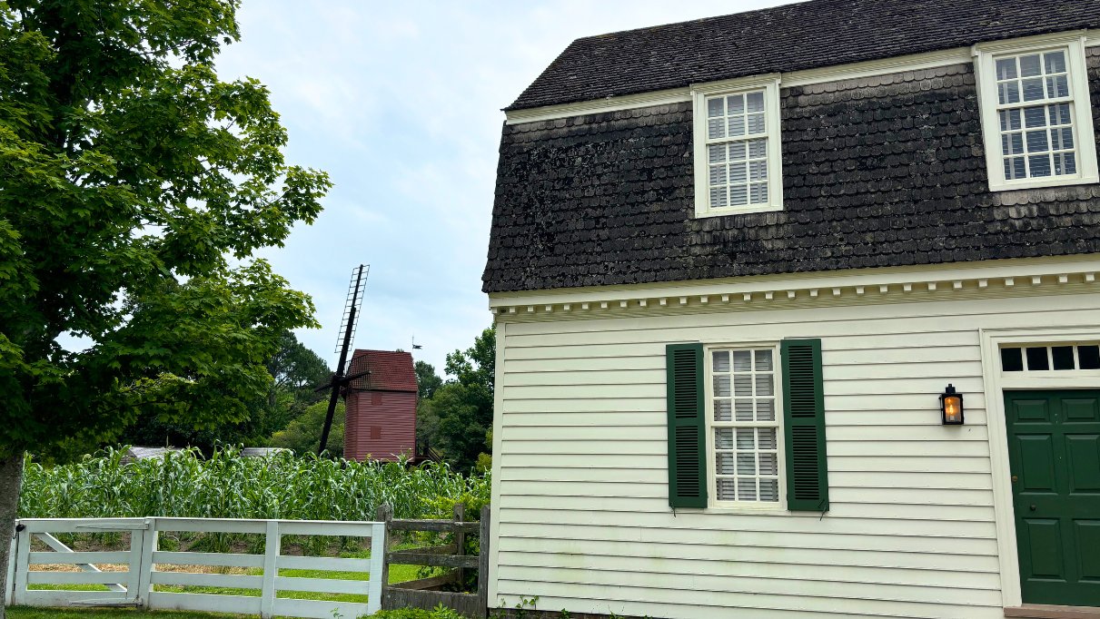 Ewing House Front with Windmill in View