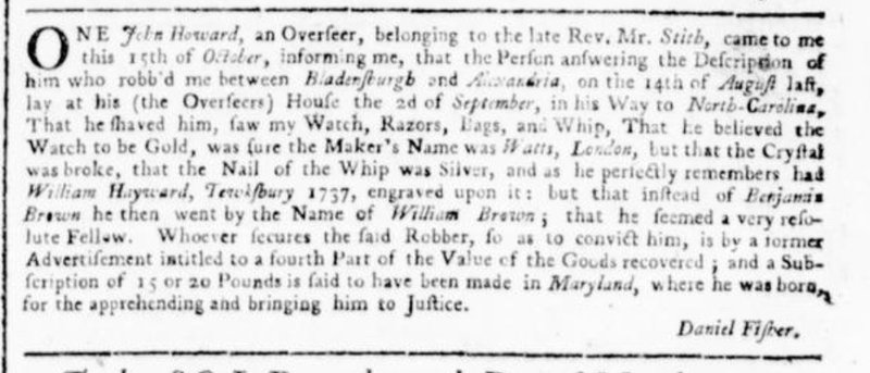 Virginia Gazette (Hunter), October 17, 1755, p. 2.
