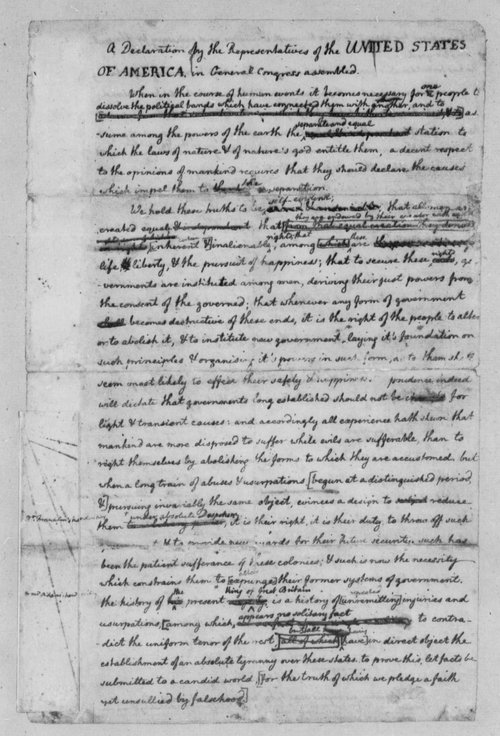 Jefferson's original draft of the Declaration of Independence.