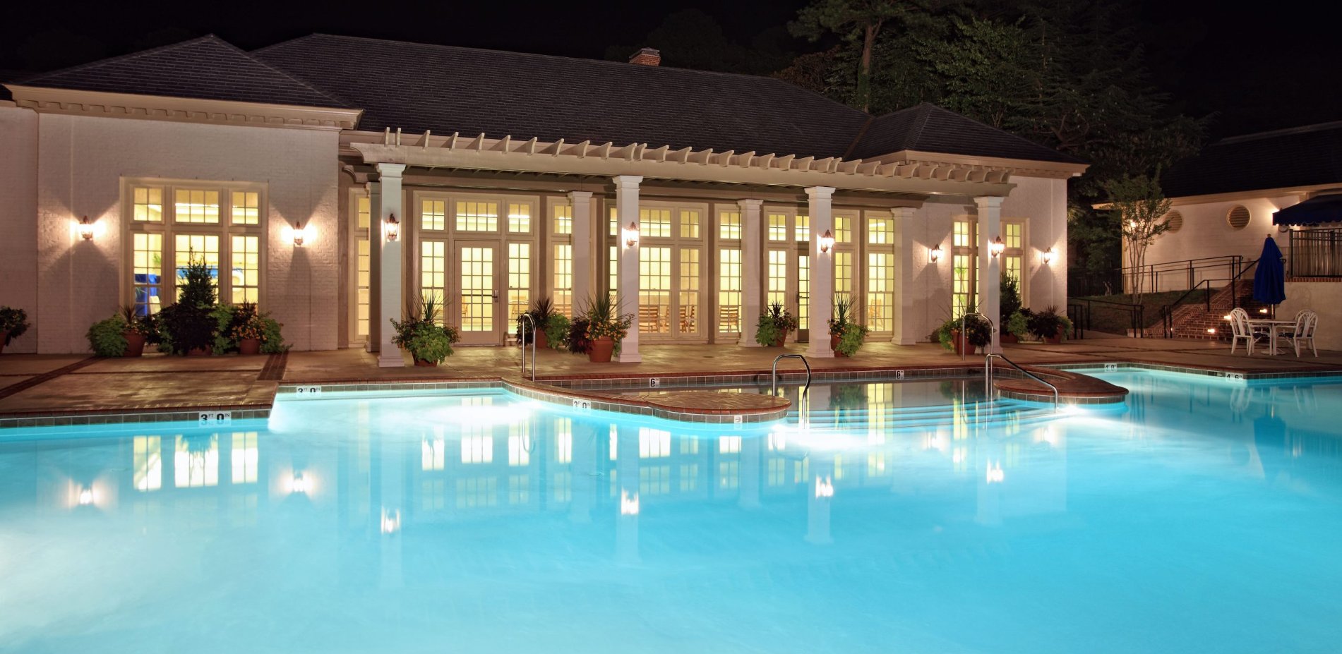 Outdoor Activity Pool at Night - Spa