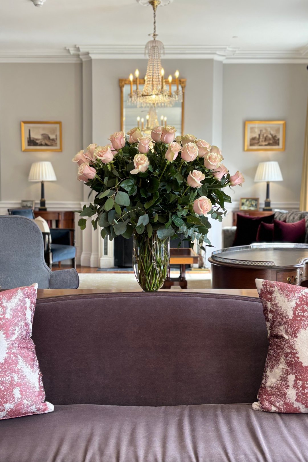 Pink Roses in the Inn Lobby