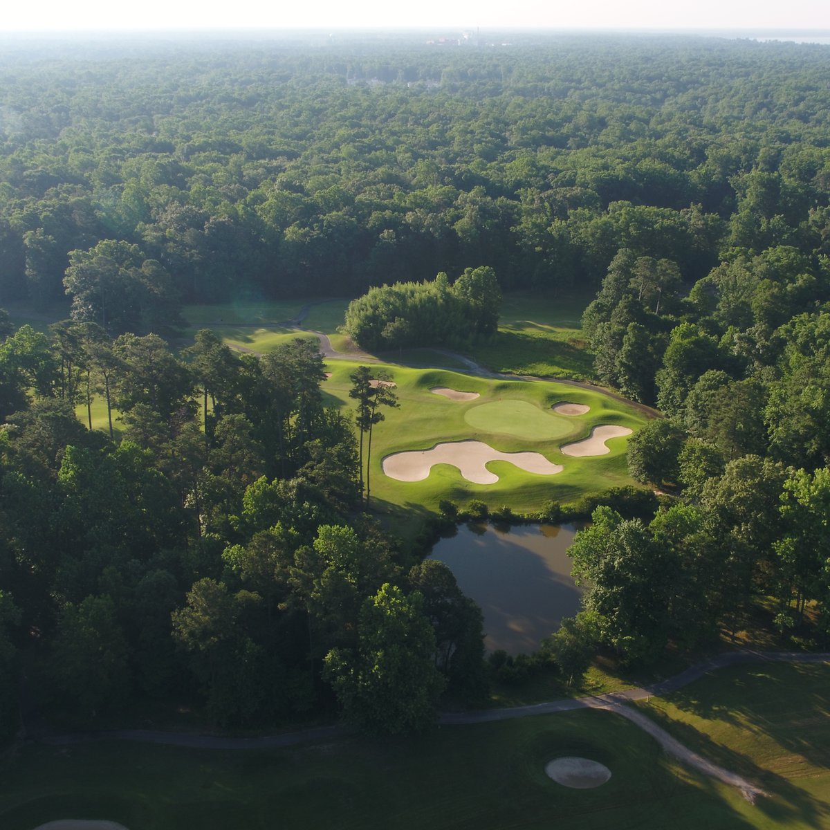 Scenic Green Course Aerial hole 5