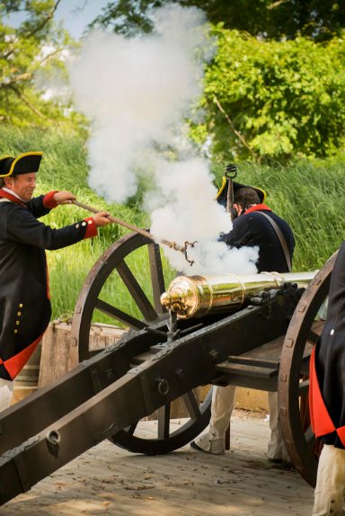 Soliders Firing Cannons at American Revolution Museum at Yorktown