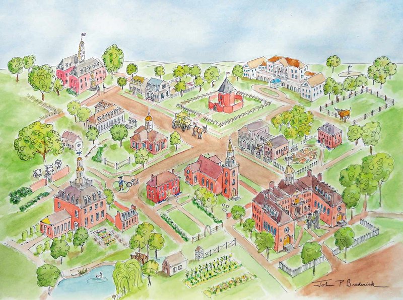 Colonial Williamsburg, A Whimsical Bird’s-Eye View