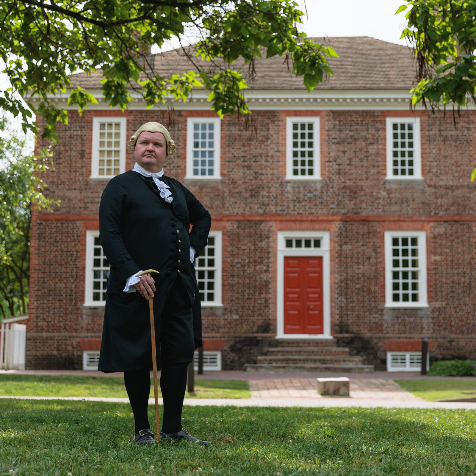 Nation Builder George Wythe stands on the William & Mary campus.