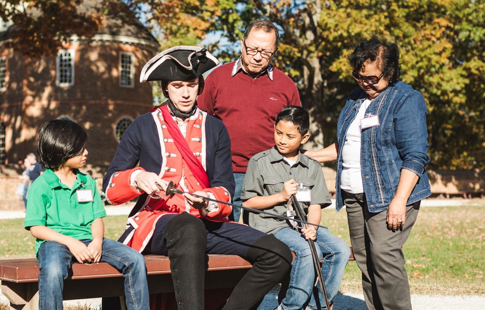 George Washington interpreter with multi-generational family