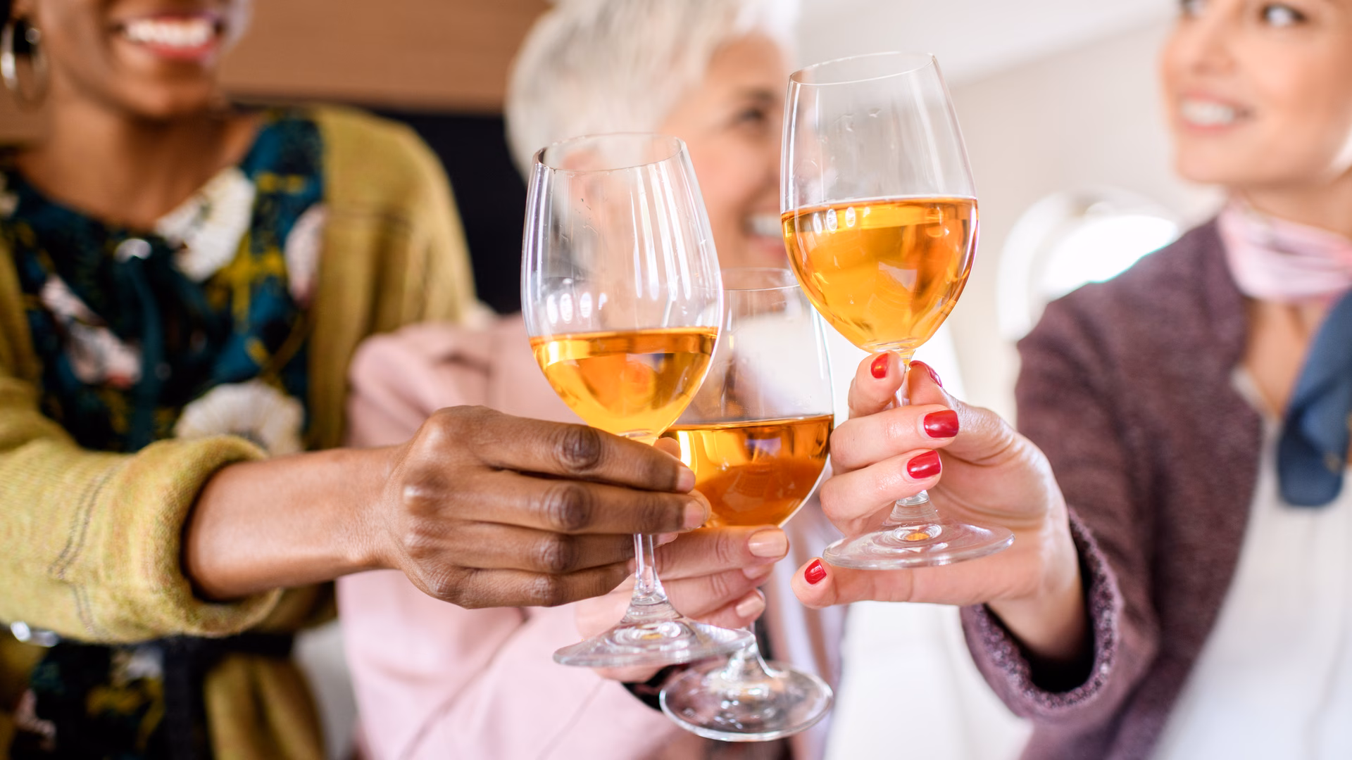 Celebrations toast in private jet airplane