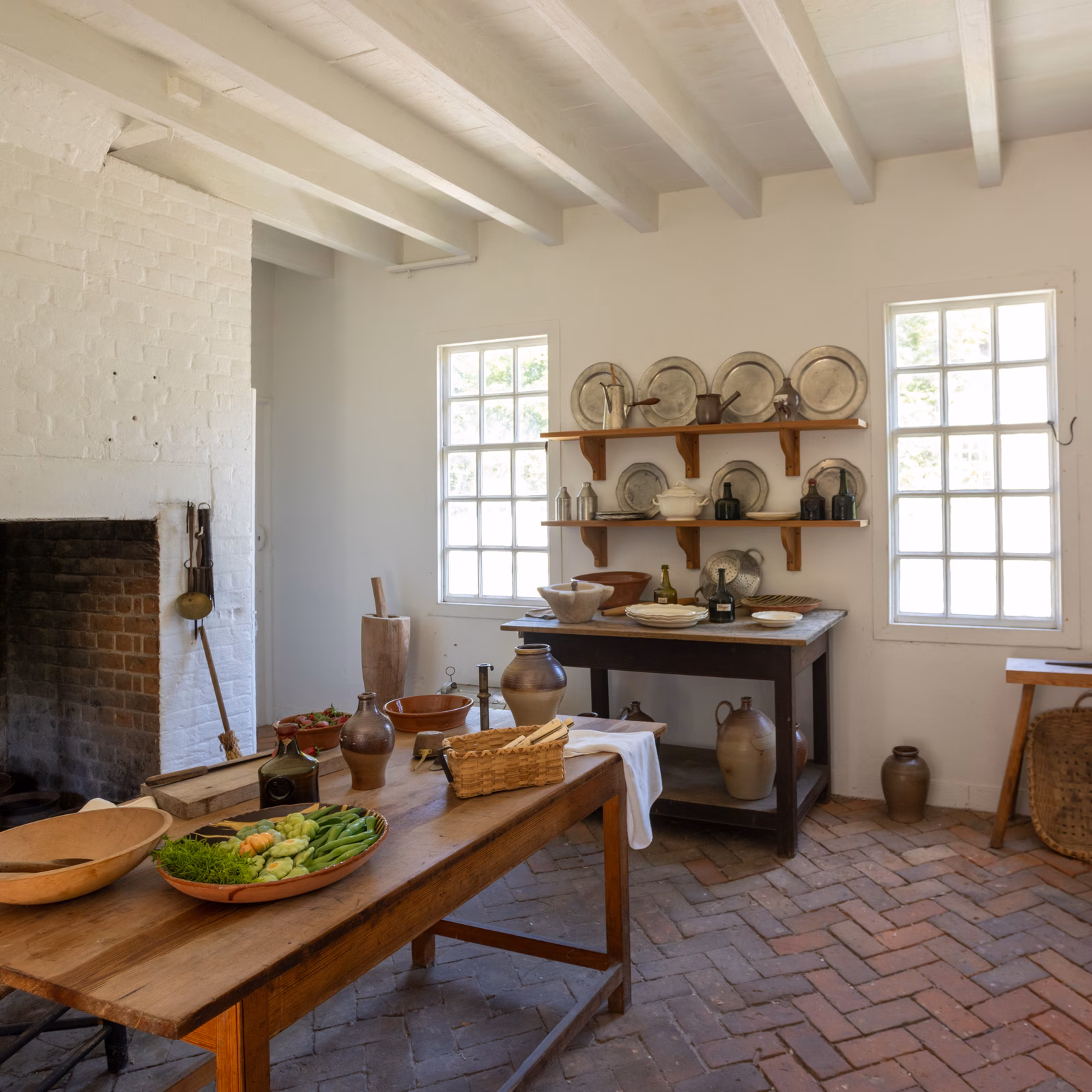 The Wythe house kitchen in Colonial Williamsburg's Historic Area.
