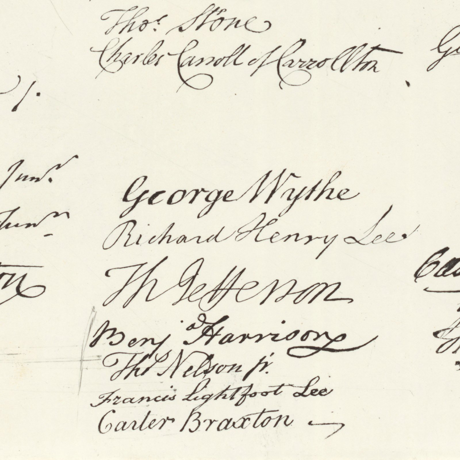 George Wythe's signature on the Declaration of Independence.